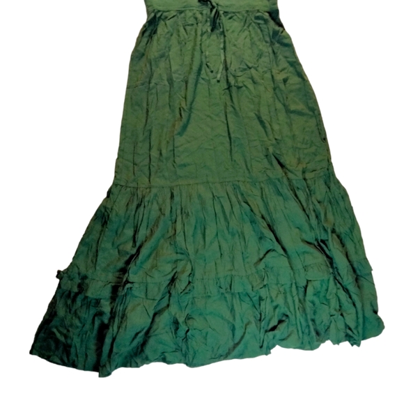 Boho Maxi Short Sleeve V Neck Ruffle Trim High Waisted Flowy Tiered Party Dress - Picture 4 of 8